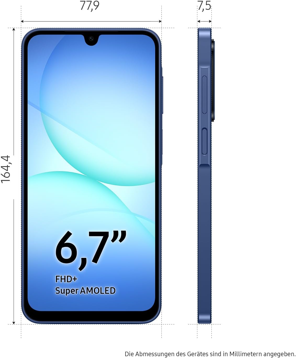 Samsung Galaxy A17 5G AI-Smartphone, AI-Telefon mit Android, dünner 7,5-mm-Rahmen, 50-MP-Kamera, 128 GB Speicher, 4 GB RAM, 5000-mAh-Akku, Blau – Bild 3