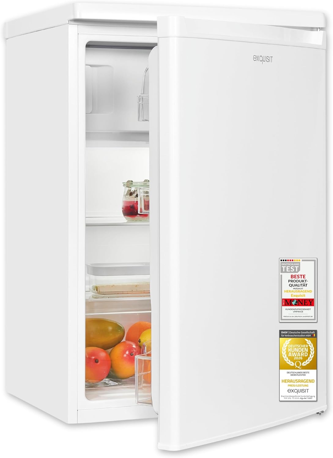 Exquisit Kühlschrank mit Gefrierfach, 109 l, freistehend, Weiß