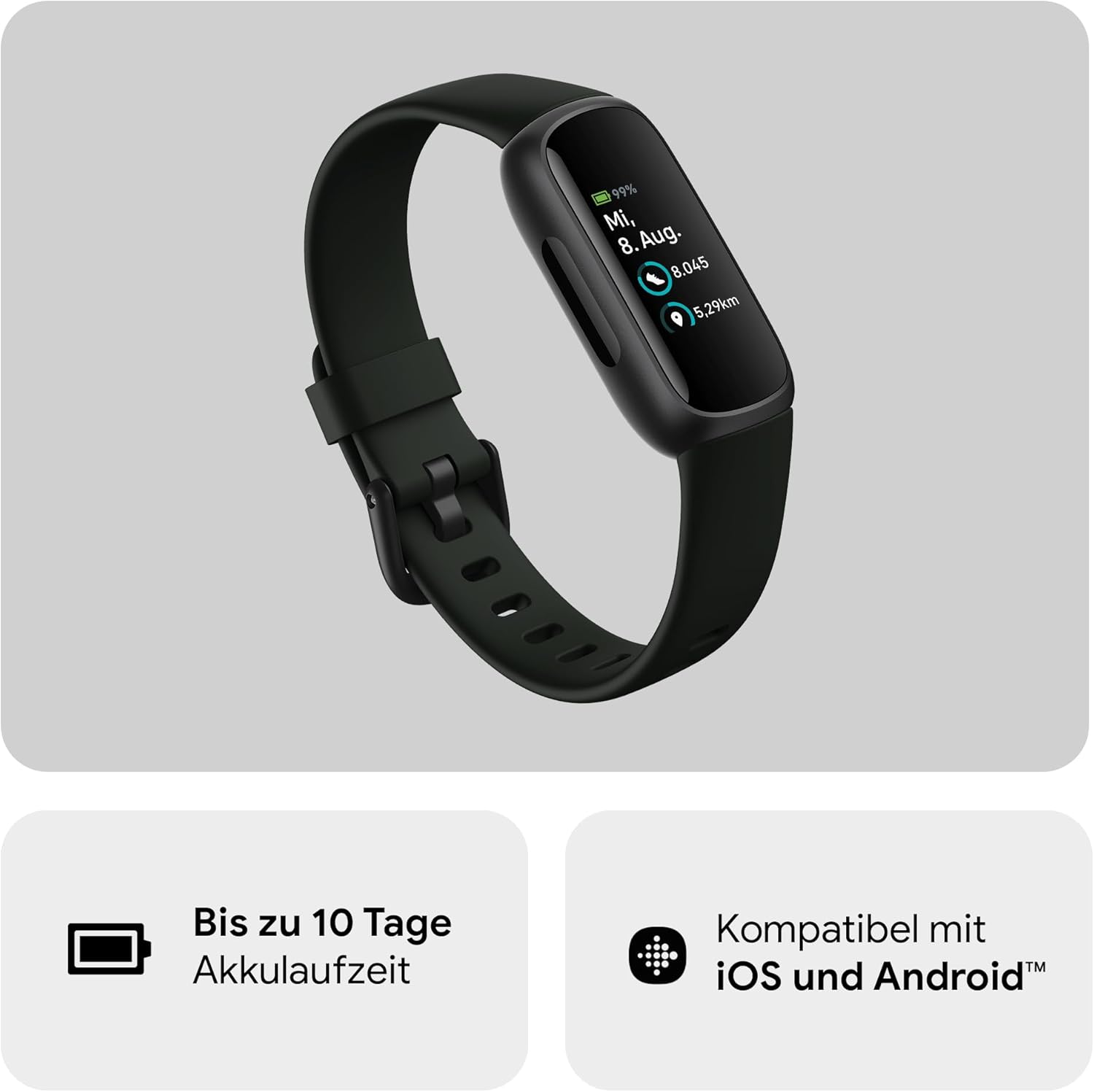 Fitbit Inspire 3 von Google, Gesundheits- und Fitness-Tracker Damen/Herren, Herzfrequenzmesser, Stressmanagement, Schlafanalyse & bis zu 10 Tage Akkulaufzeit, Fitnessuhr kompatibel mit Android/iOS – Bild 3