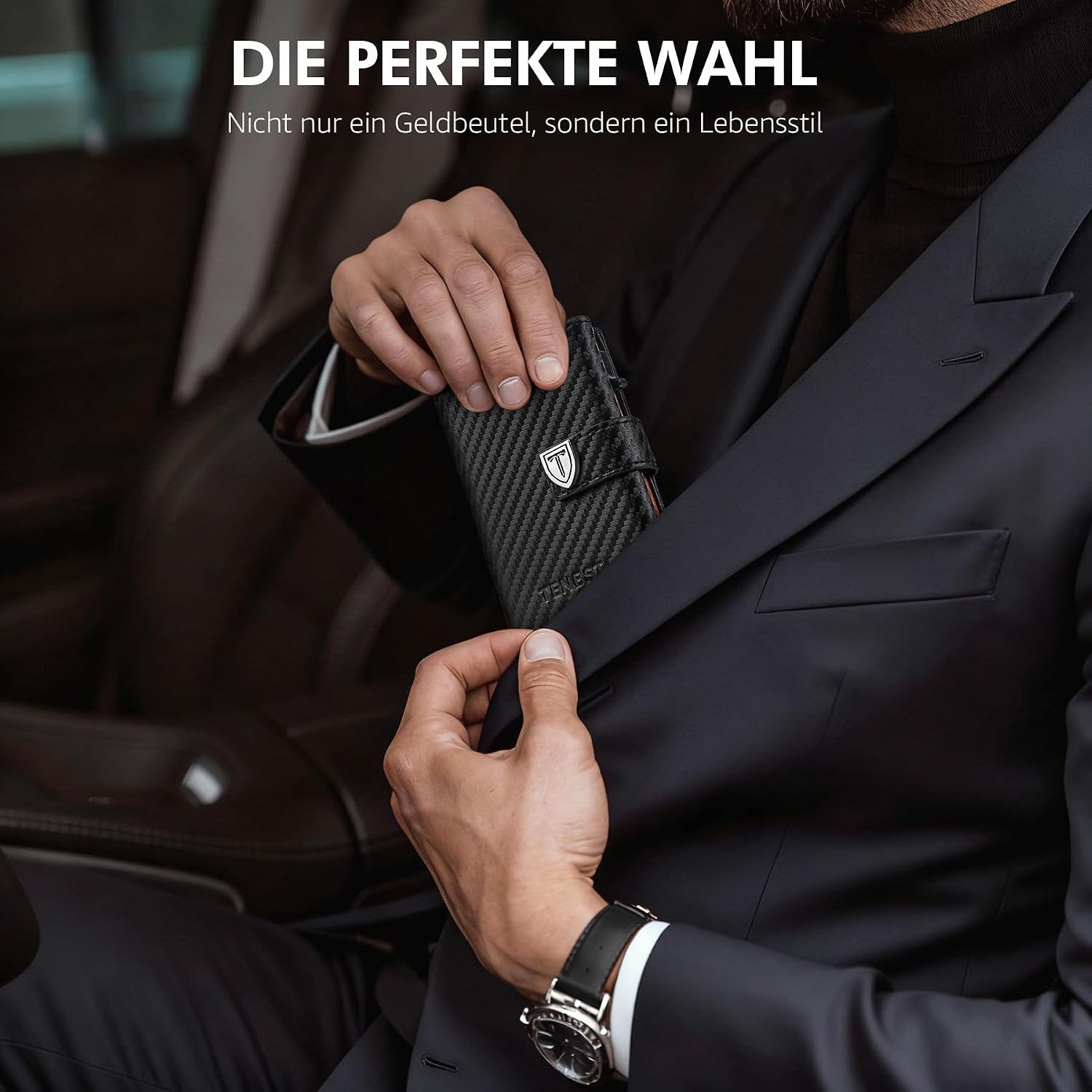 TENBST Herren-Geldbörsen-Kartenetui mit Münzfach und RFID-Auto – Bild 6