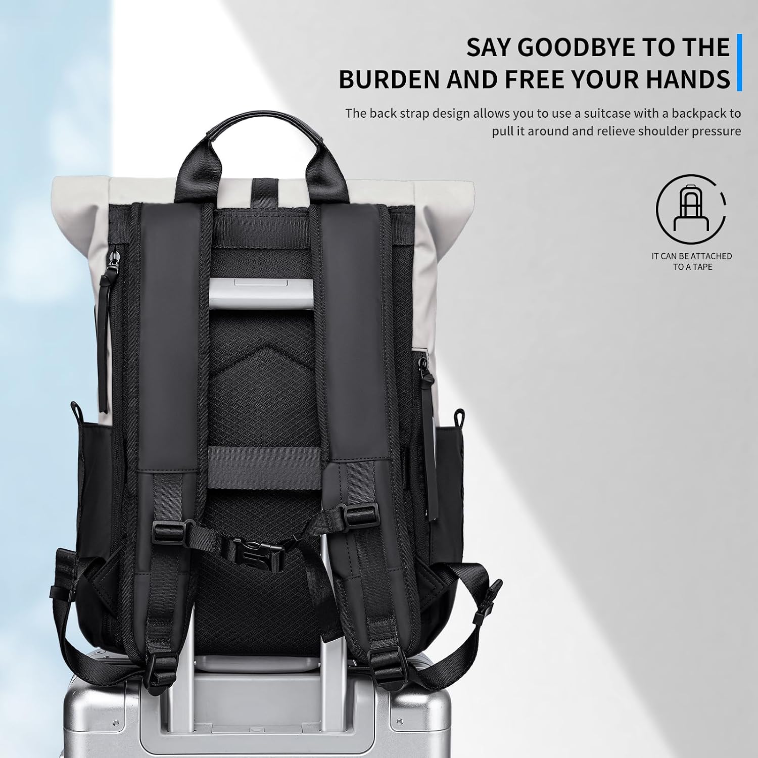 Rolltop Rucksack Herren Wasserdichter Laptop Rucksack 16 Zoll – Bild 6