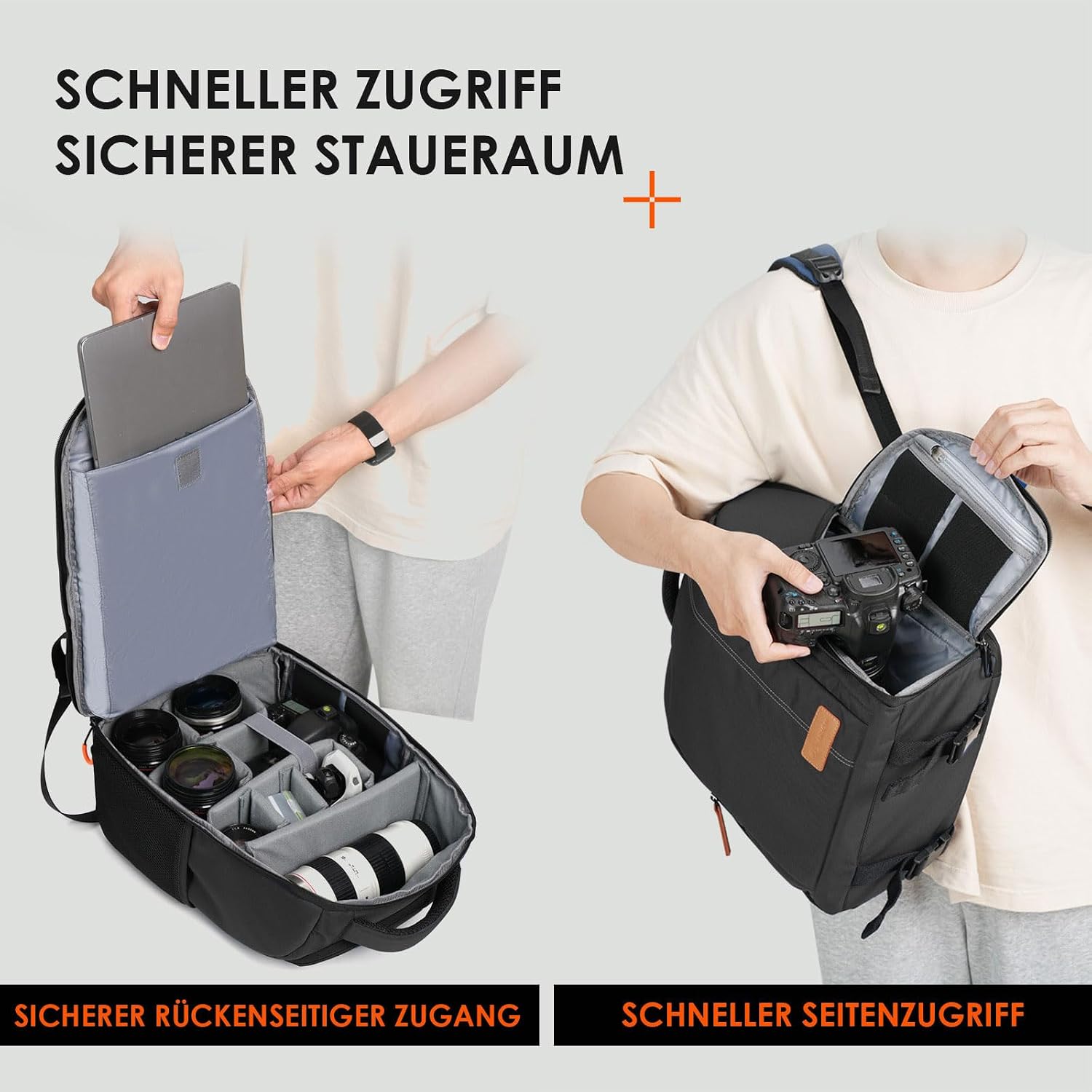 TARION Kamerarucksack Leichter Kamerarucksack mit 15-Zoll-Laptop – Bild 4