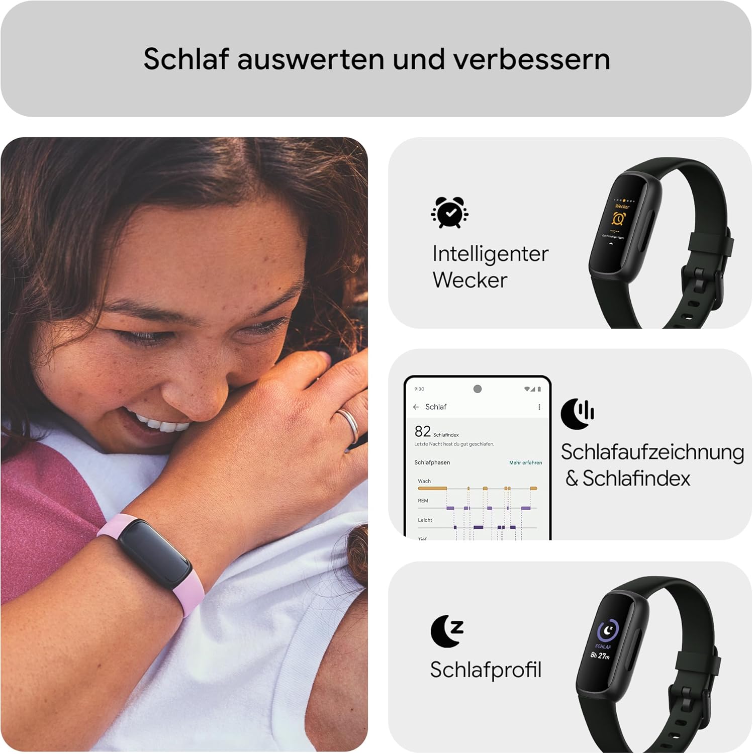 Fitbit Inspire 3 von Google, Gesundheits- und Fitness-Tracker Damen/Herren, Herzfrequenzmesser, Stressmanagement, Schlafanalyse & bis zu 10 Tage Akkulaufzeit, Fitnessuhr kompatibel mit Android/iOS – Bild 6