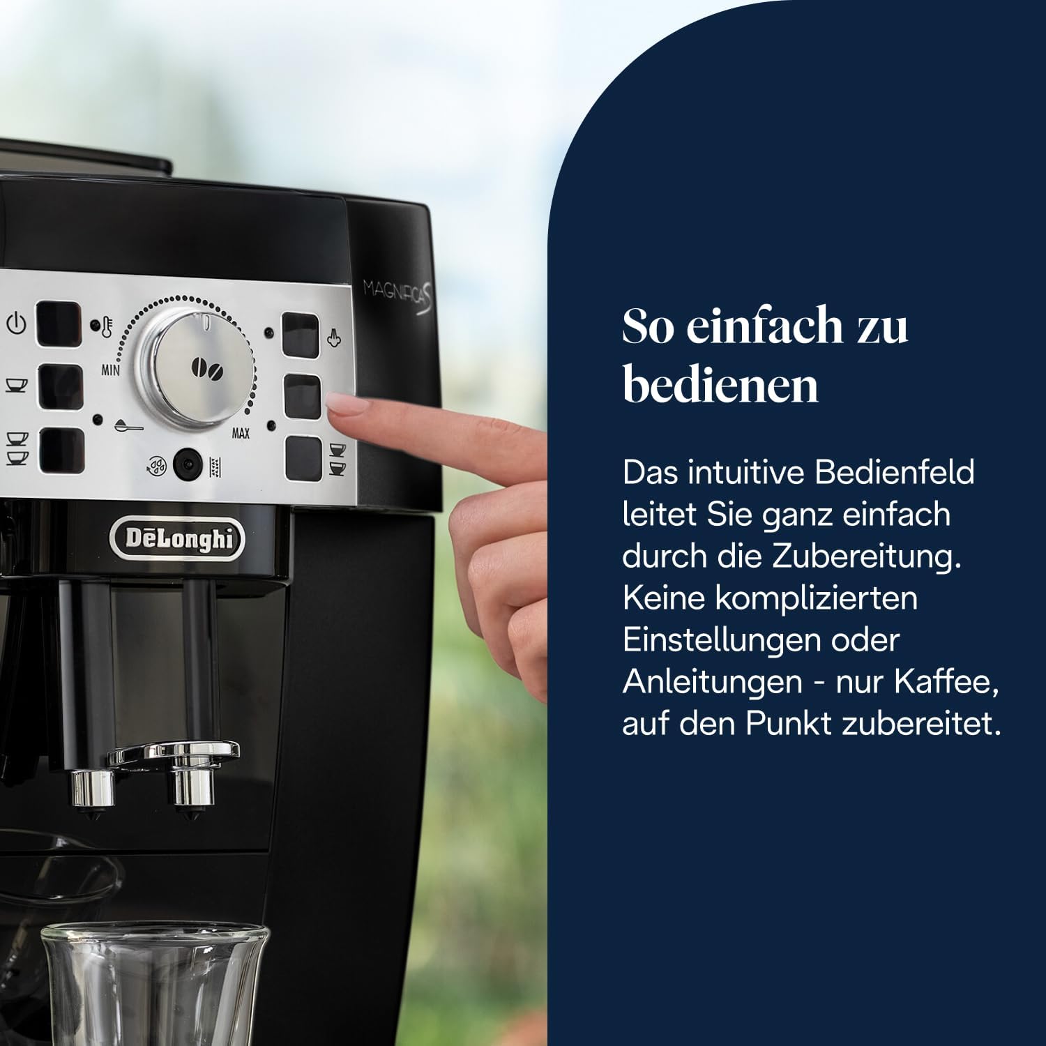 De'Longhi Magnifica S ECAM 22.110.B Kaffeevollautomat mit Milchaufschäumer für Cappuccino, mit Espresso-Direktwahltasten und Drehregler, 2-Tassen-Funktion, 1,8 Liter Wassertank, Schwarz/Silber – Bild 5