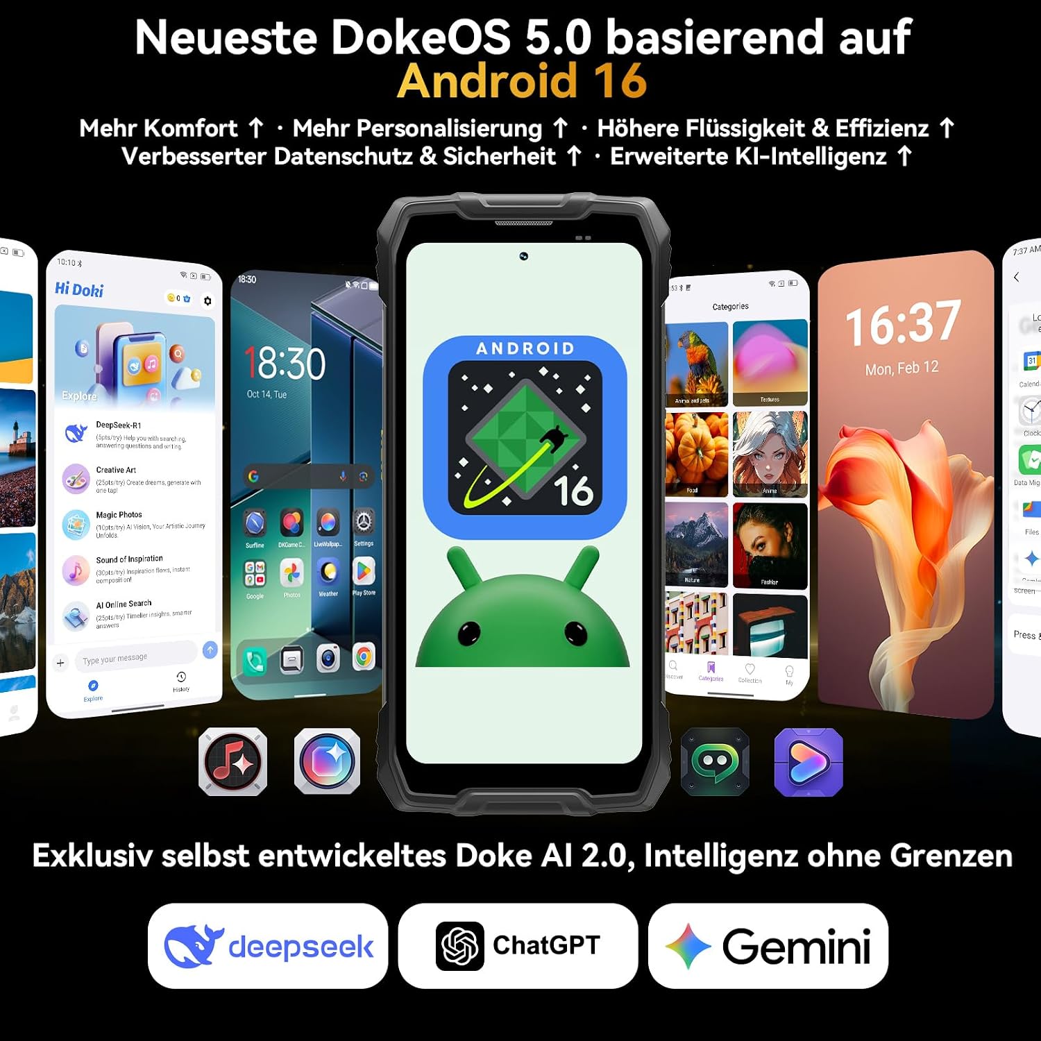 Blackview Rock 2 Pro Outdoor-Handy ohne Vertrag, Android 16 Outdoor-Smartphone 5G 32 GB + 256 GB, 6,67 Zoll HD+ Display 120 Hz 15000 mAh IP69K, 16 MP AI-Kamera, NFC/OTG/GPS/Gemini AI/Handschuhmodus 2.0 – Bild 4