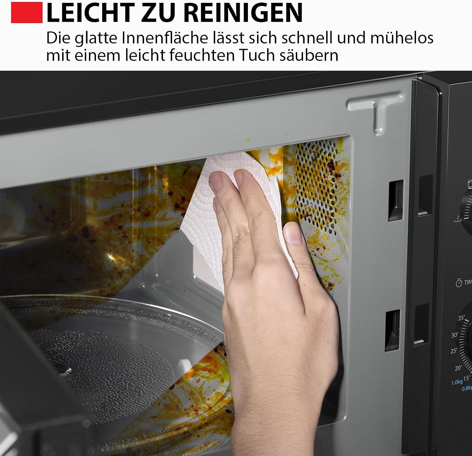 Toshiba MW2-MM20PE(BK) Freistehende Mikrowelle / Solo-Mikrowelle / 20L / 700W / 5 Leistungsstufen mit praktischer Auftaufunktion / LED-Beleuchtung im Innenraum / Schwarz – Bild 6