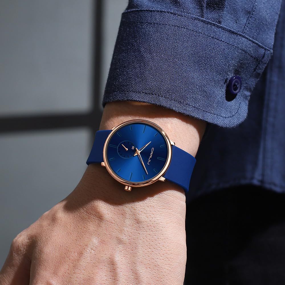 CRRJU Herrenuhren Silikonarmband Ultradünne Herrenuhr Wasserdicht Minimalistische Uhr Herren Sportuhr Analoge Quarzuhr – Bild 2