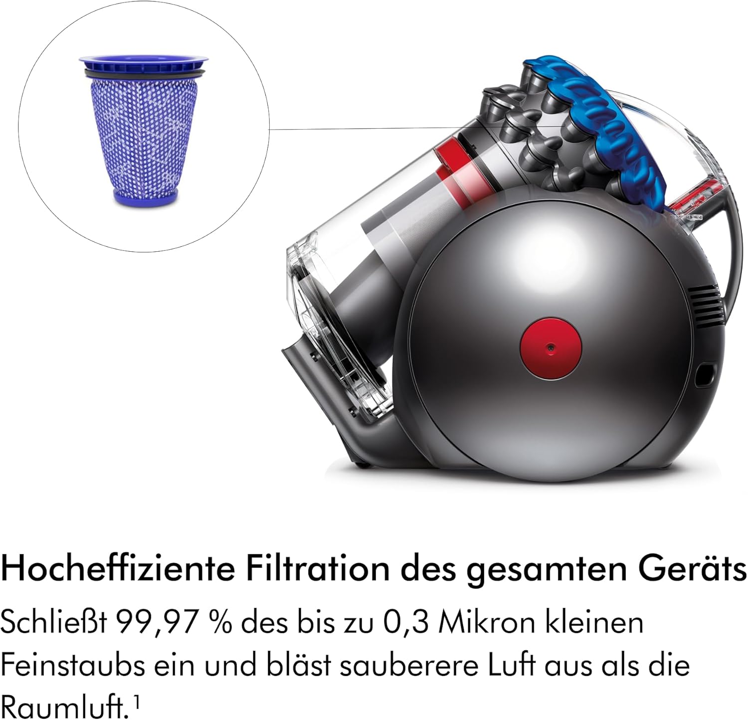 Dyson Big Ball™ Absolute 2 Staubsauger, 19 kompakte Zyklone für maximale Schmutzaufnahme, für alle Böden, Eisen/Blau – Bild 3