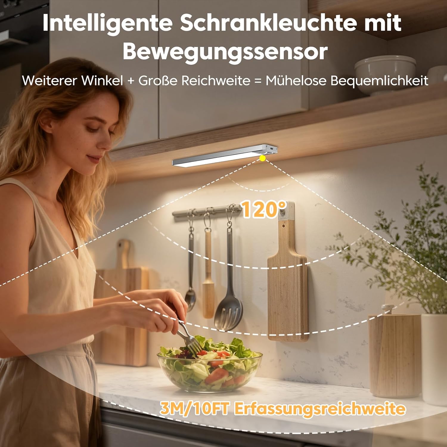 Unterbauleuchte Küche LED 3 Stück 20 cm Schrankleuchte mit Bewegung – Bild 2