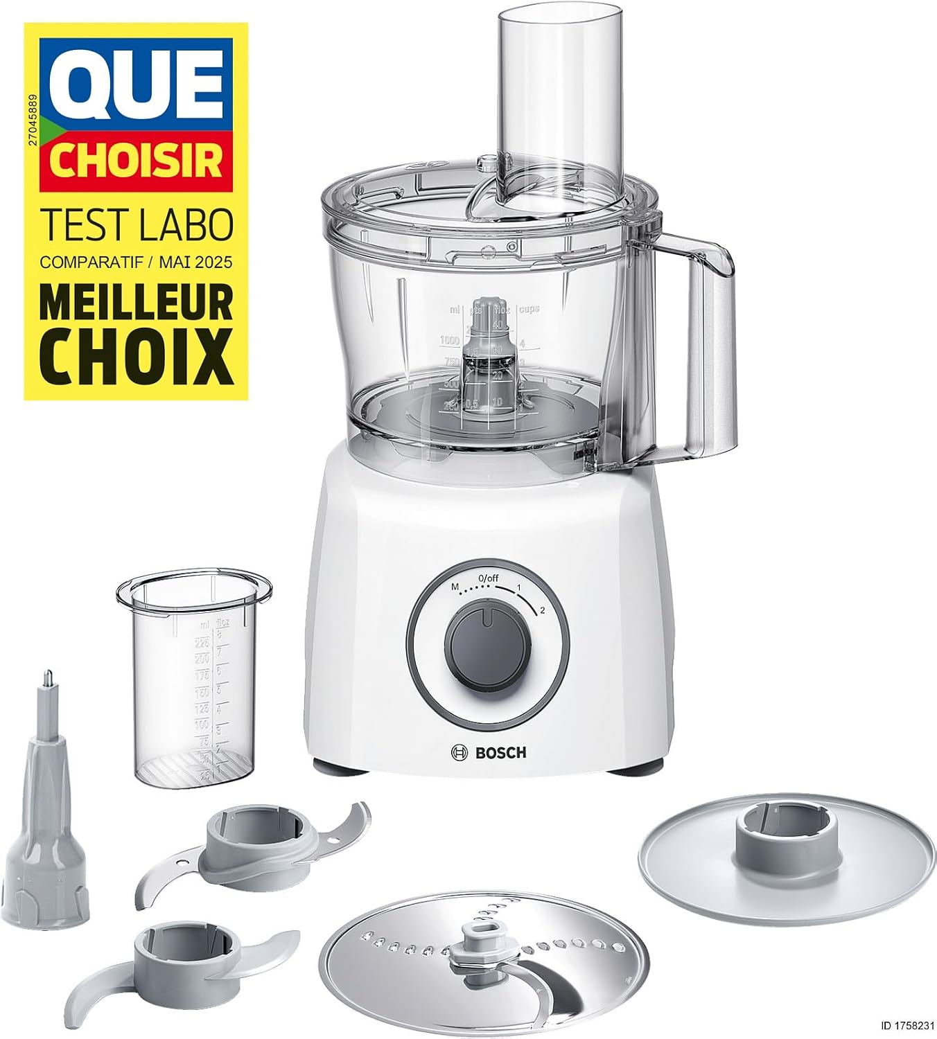 Bosch Kompakt-Küchenmaschine MultiTalent 3, 20 Funktionen, Rührschüssel 2,3 L, Universalmesser, Schneid-Raspel-Wendescheibe, Schlagscheibe (Sahne), Einfüllhilfe, Deckel, 800 W, weiß, MCM3100W – Bild 2