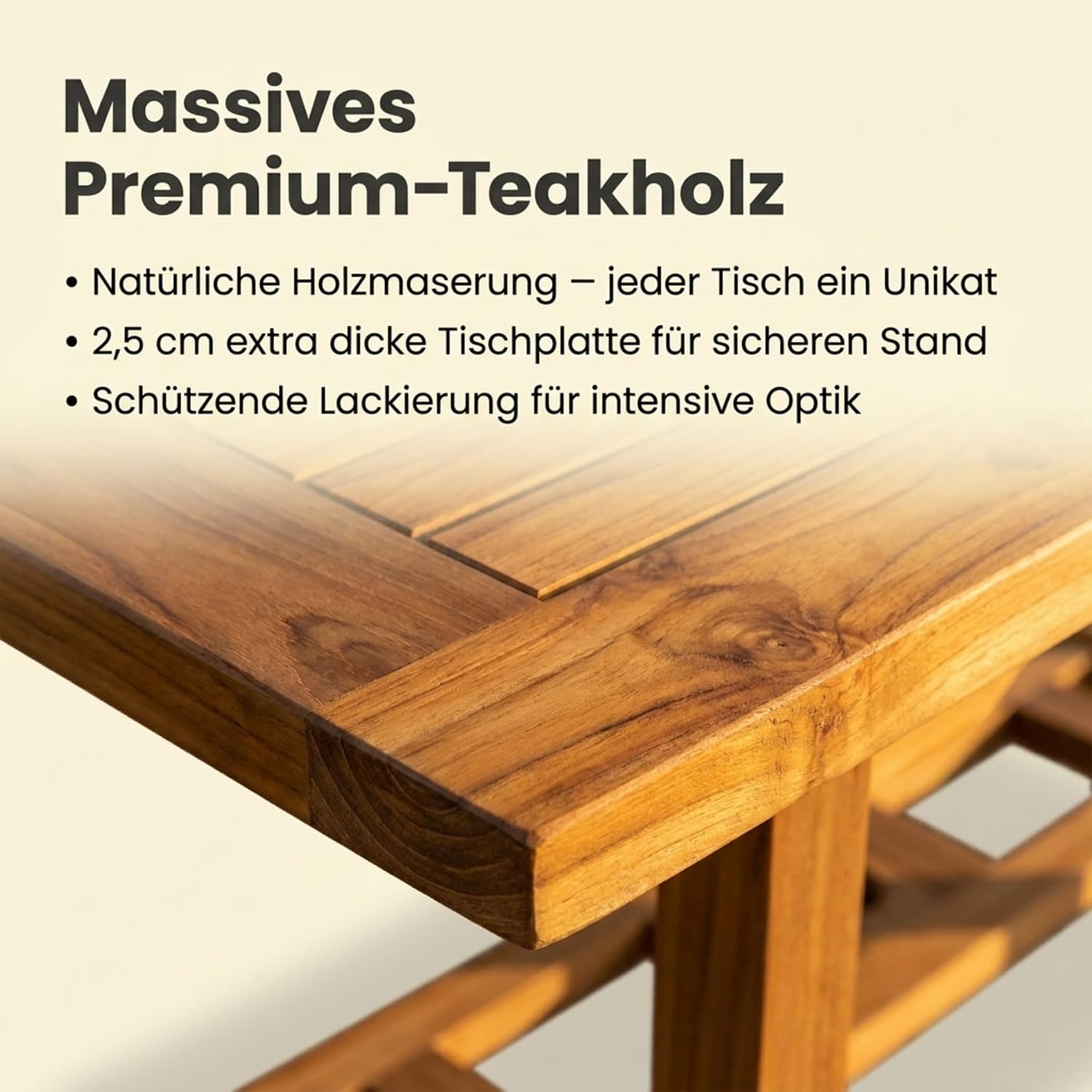 SAM Gartentisch Cuba, 180 - 240 x 100 cm, Teakholz, quadratischer Ausziehtisch – Bild 5