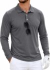 Runcati Herren Langarm Poloshirts Golfshirt Casual Tops