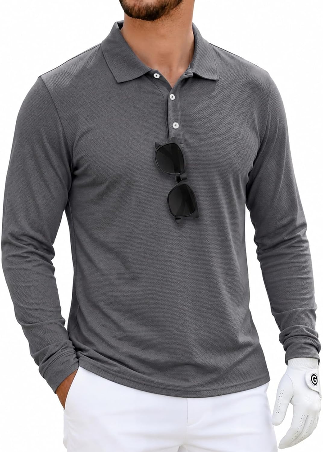 Runcati Herren Langarm Poloshirts Golfshirt Casual Tops