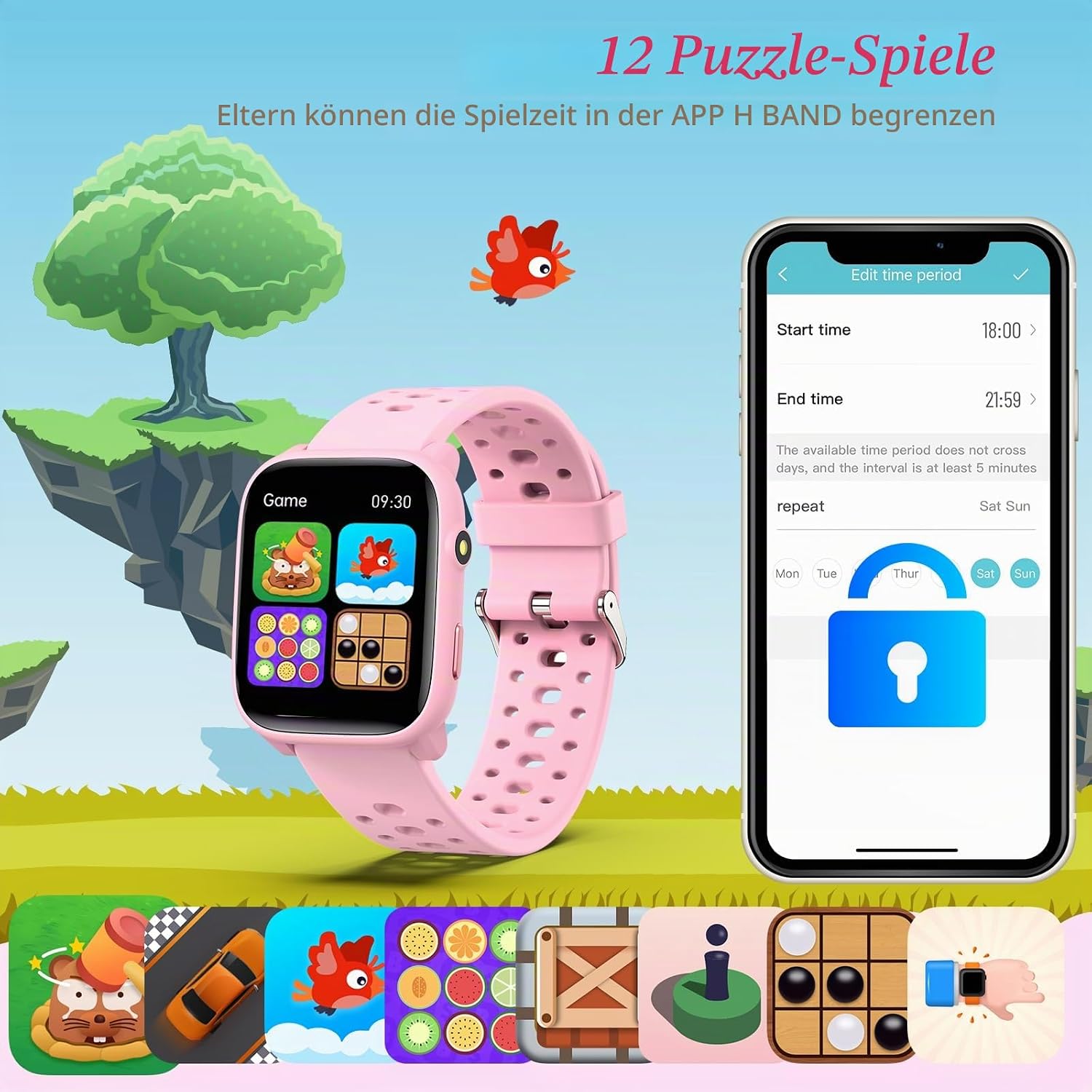 Kinder-Smartwatch für Mädchen und Jungen, IP68 wasserdichte Fitness-Aktivitäts-Tracker-Uhr, Herzfrequenz-Schlafmonitor, 100+ Sportmodi, Schrittzähler, Wecker, Kindergeschenke für Teenager ab 5 Jahren – Bild 5