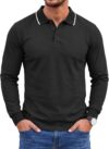 Runcati Herren-Poloshirts mit langen Ärmeln, einfarbig, leichte Oberteile