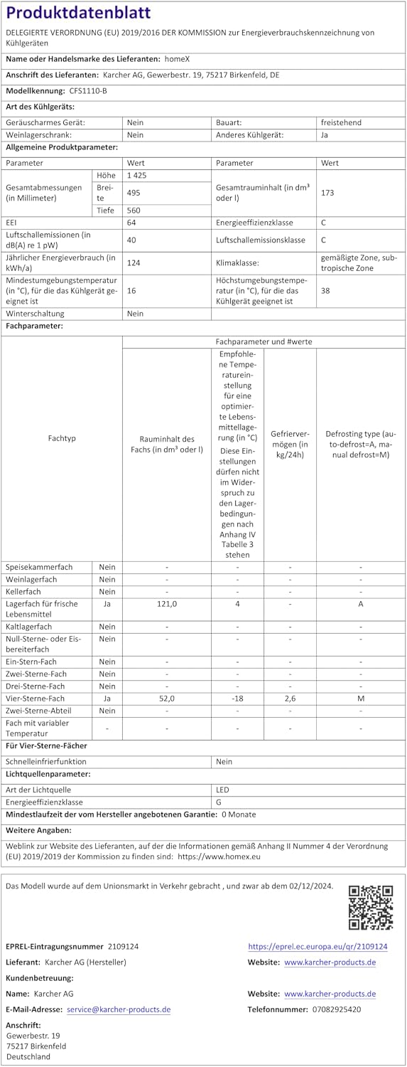 homeX CFS1110-B Gefrierschrank, freistehend, 173 Liter Fassungsvermögen – Bild 10