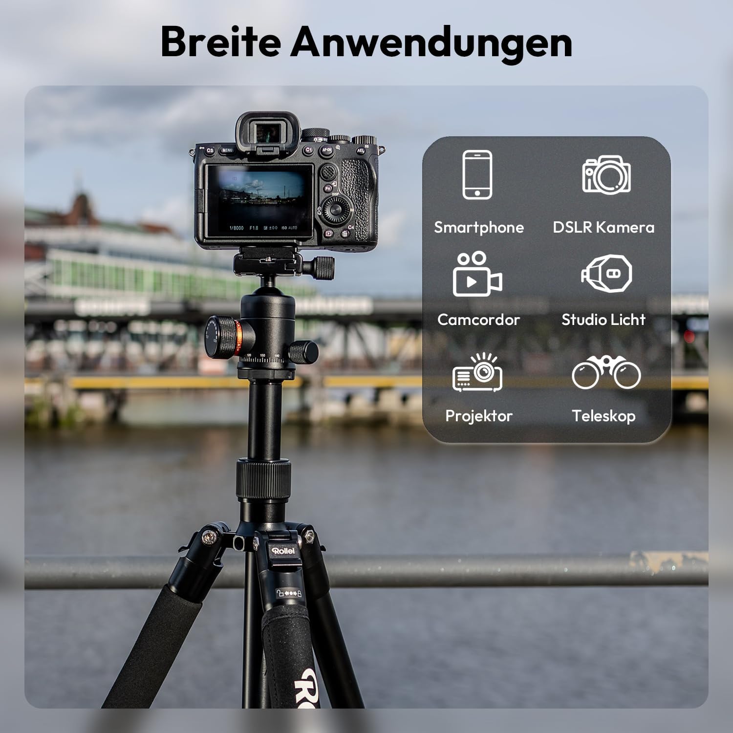 Rollei C5i Kamera Stativ Schwarz 158cm Kompaktes Fotostativ aus Aluminium – Bild 8