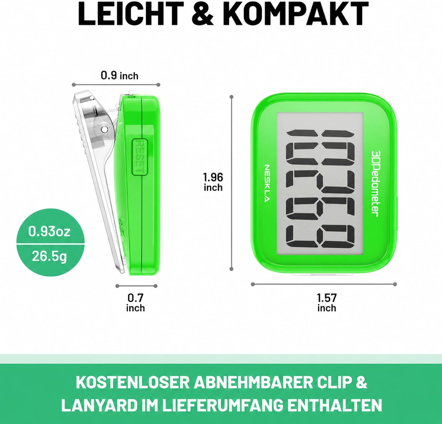 NESKLA 3D-Schrittzähler, einfacher Schrittzähler, großes LCD-Display zum Gehen – Bild 6