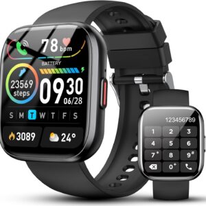 2026 Smartwatch Herren Damen 1,85 Zoll HD Touchscreen Smartwatch mit Telefonfunktion, 112+ Sportmodi Fitness-Tracker, IP68 wasserdichte Sportuhr mit Herzfrequenzmesser Schrittzähler für iOS Android