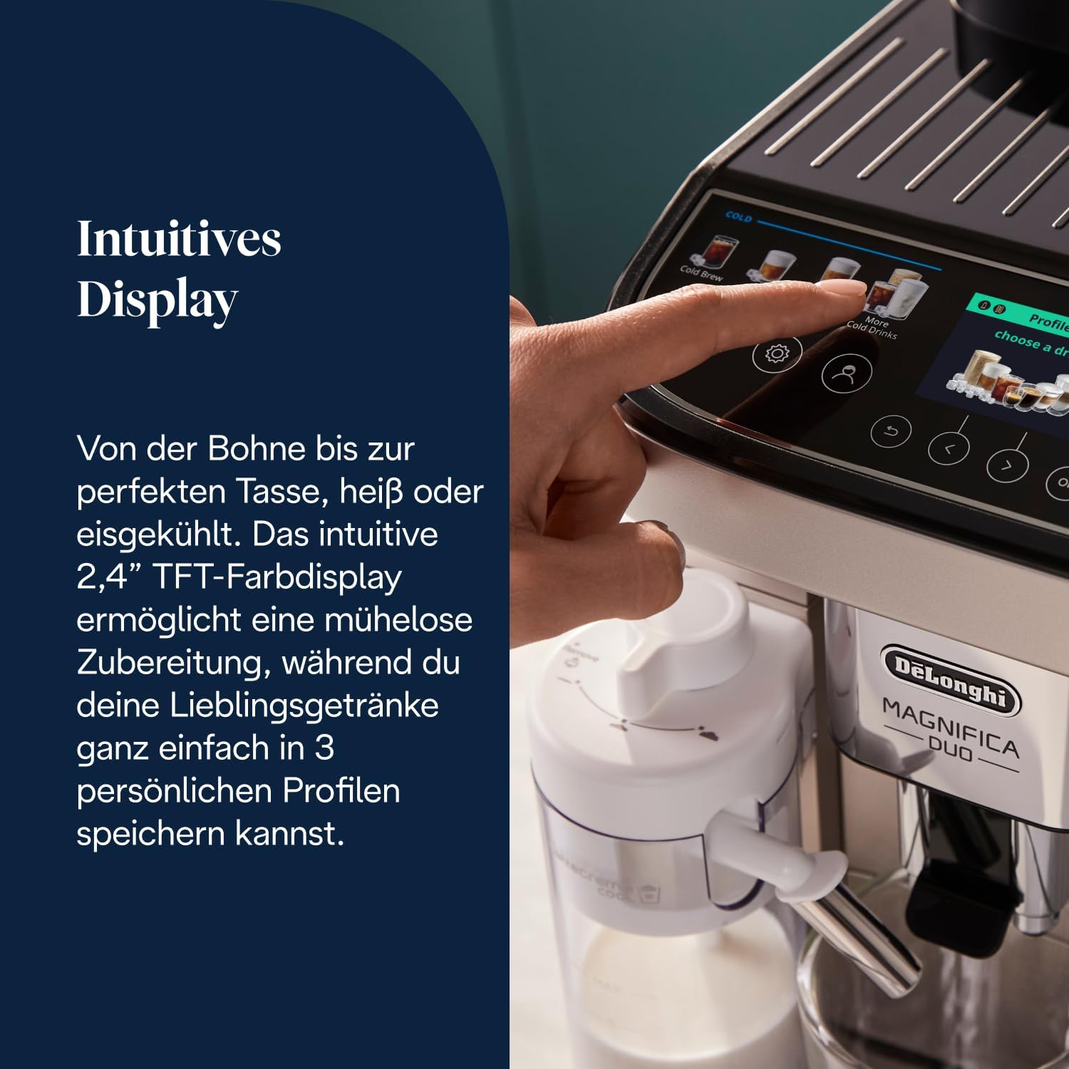 De'Longhi Magnifica Duo - Kaffeevollautomat 20 Getränke Silber – Bild 3