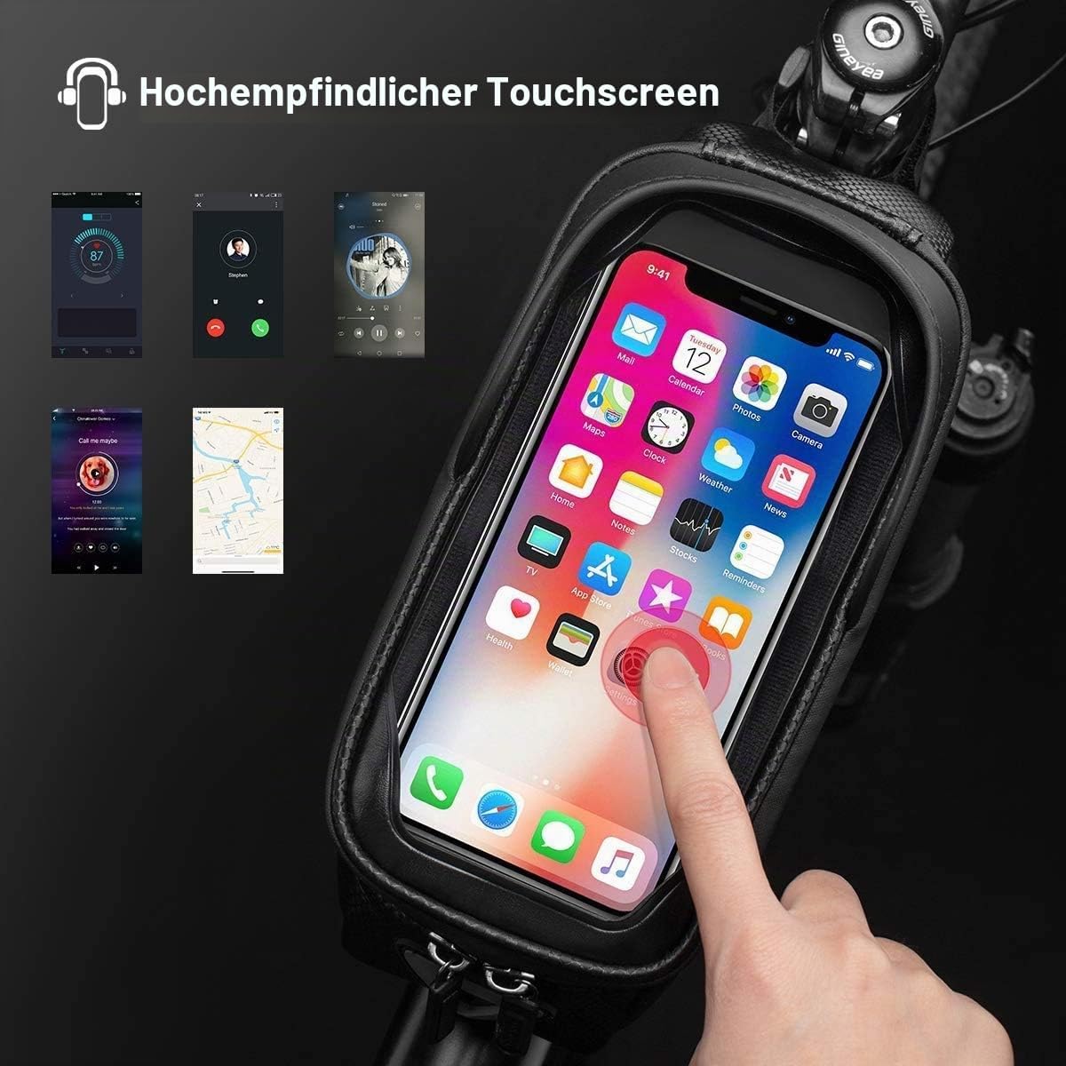 Rockbros Fahrrad-Rahmentasche, Handyhülle mit TPU-Touchscreen – Bild 2