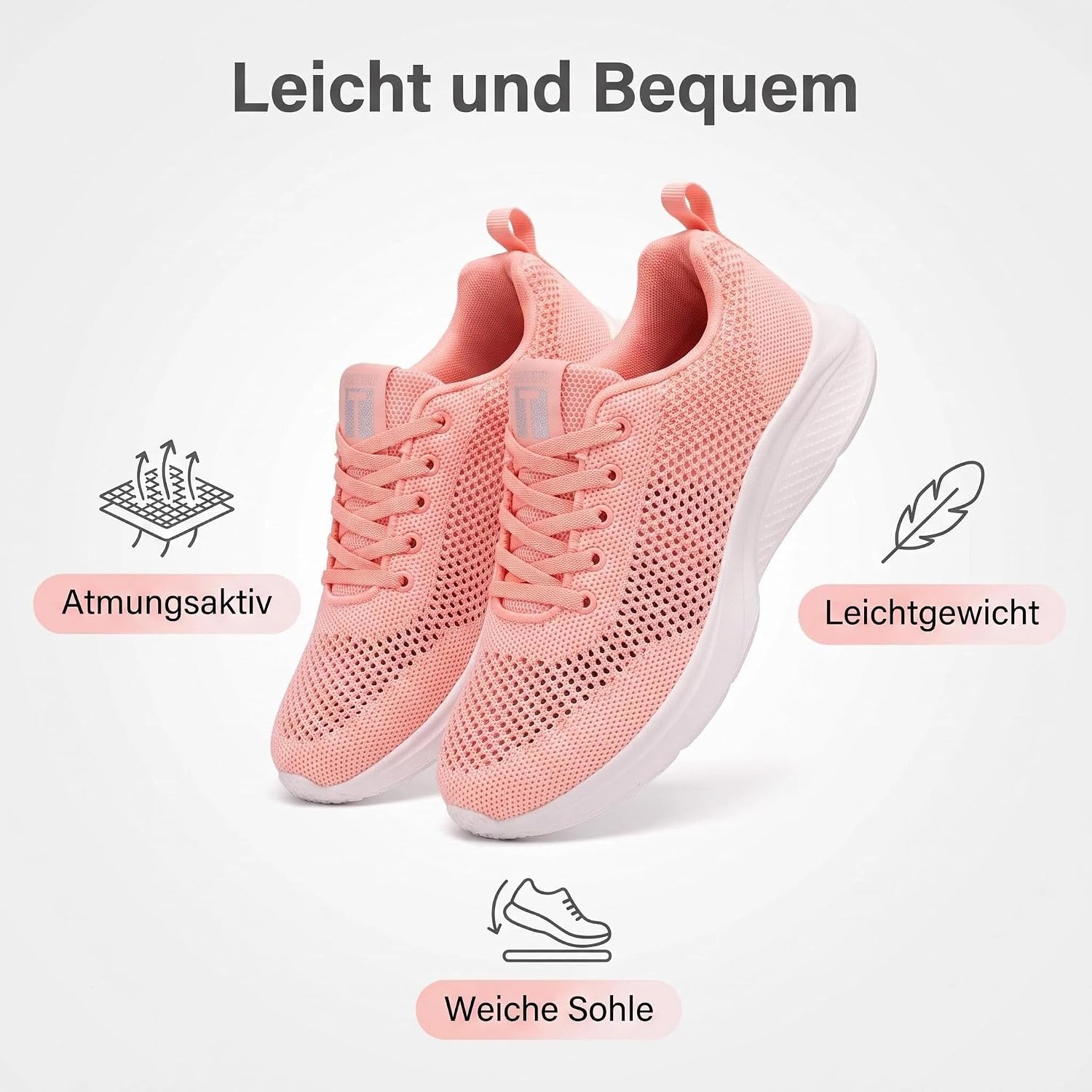 Damen-Sneaker, Laufschuhe, Sportschuhe, Mesh, leicht, atmungsaktiv, stoßdämpfend, rutschfest, für Joggen, Walken, Training und Freizeit – Bild 3