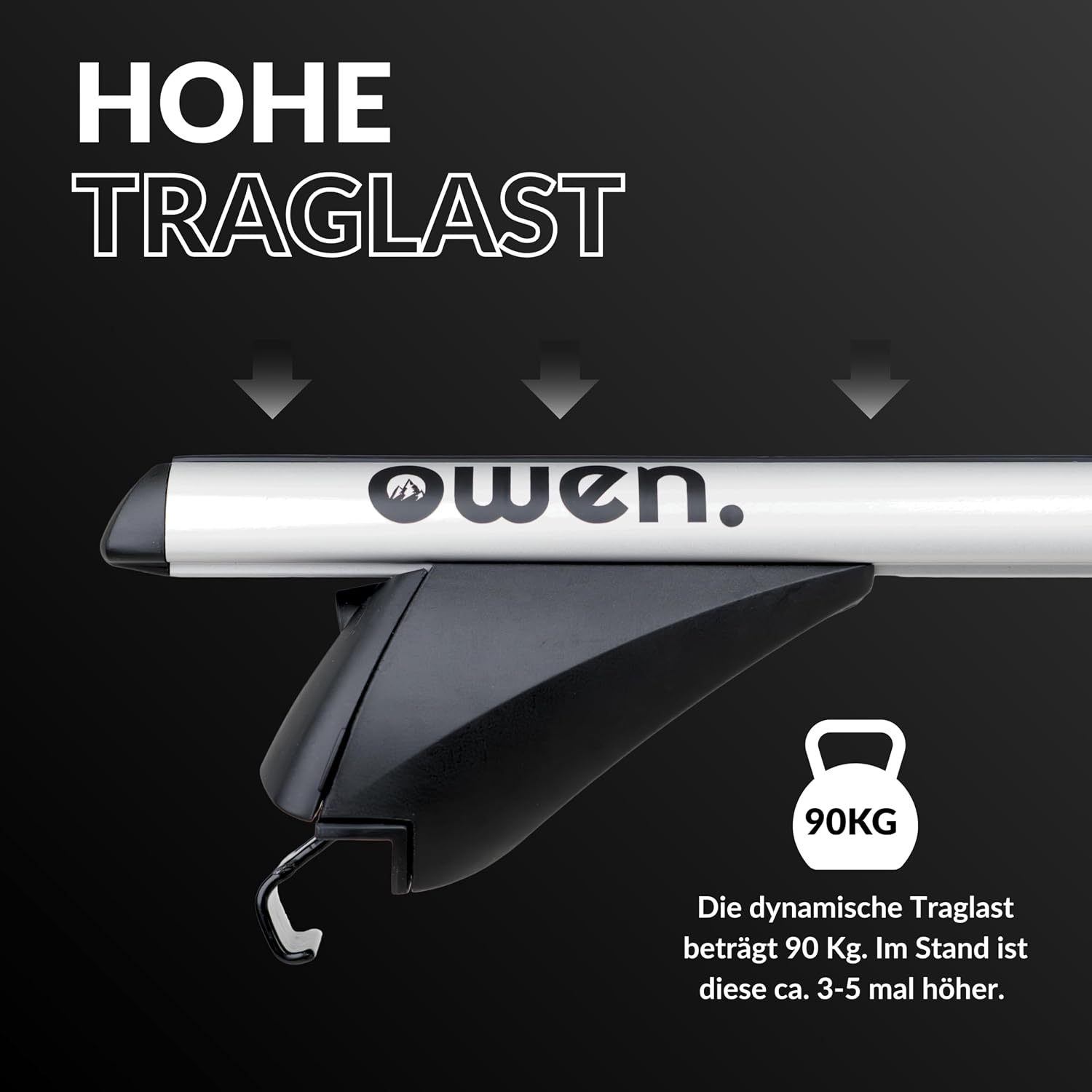 Owen 3.0 Autodachträger für geschlossenes Geländer 120 cm Silber – Bild 5