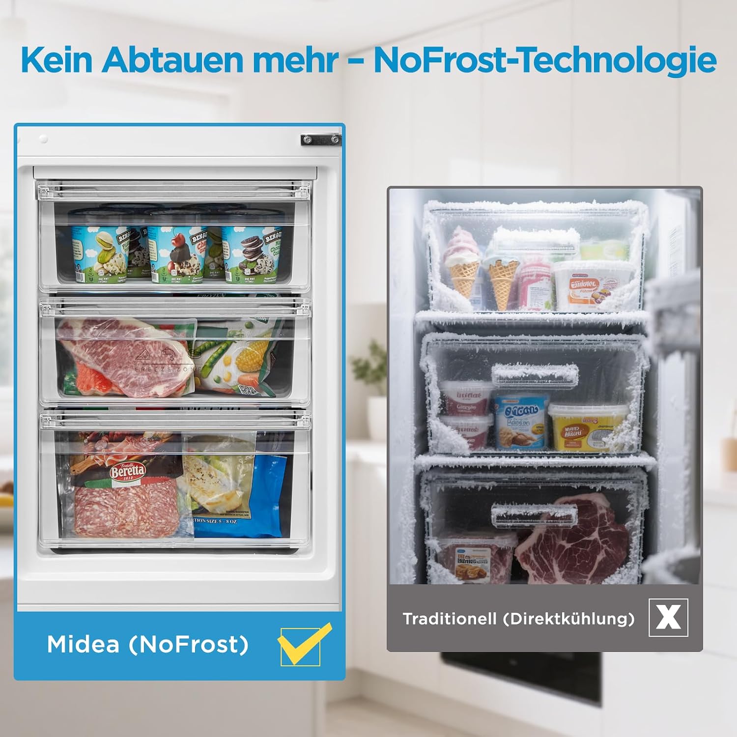Midea 310L Kühlschrank mit Gefrierfach, 188 cm, NoFrost, GMCC Kompressor – Bild 2