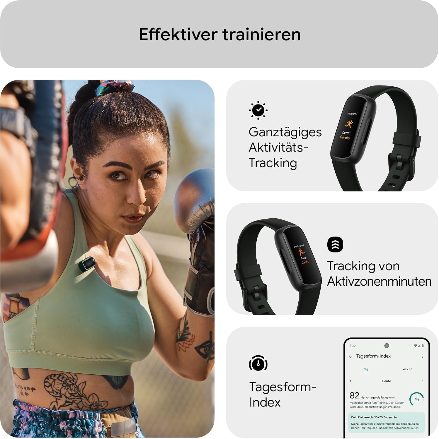 Fitbit Inspire 3 von Google, Gesundheits- und Fitness-Tracker Damen/Herren, Herzfrequenzmesser, Stressmanagement, Schlafanalyse & bis zu 10 Tage Akkulaufzeit, Fitnessuhr kompatibel mit Android/iOS – Bild 4