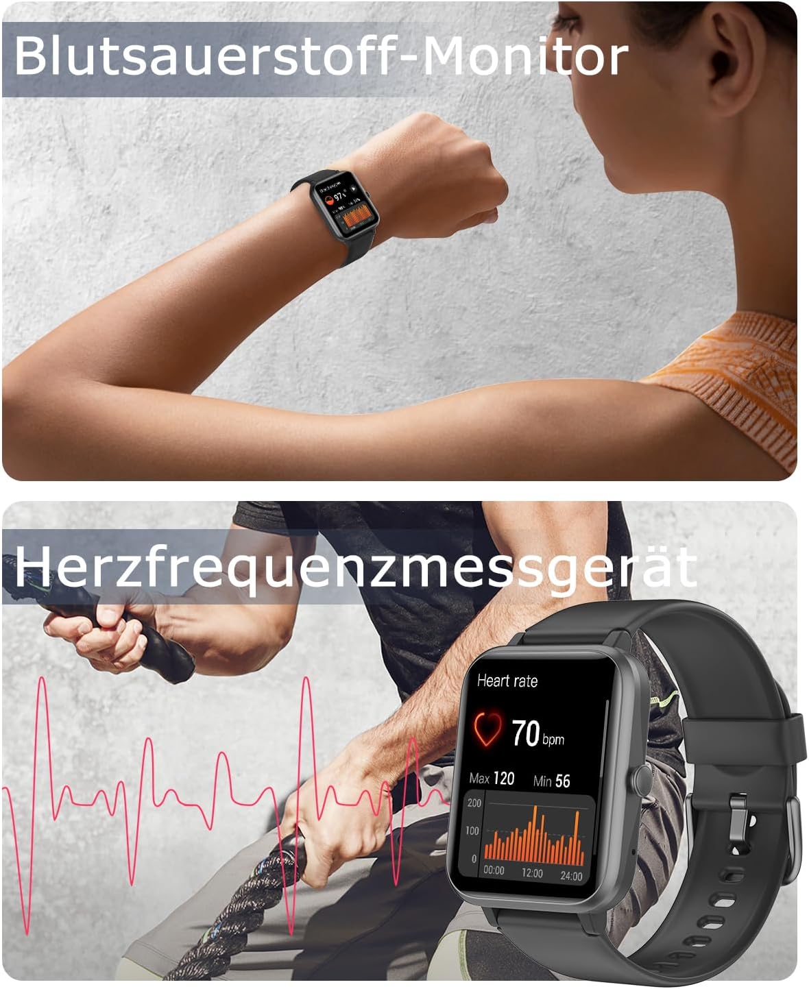 GRV Smartwatch Damen Herren mit Telefonfunktion,1.85" HD Fitnessuhr – Bild 4