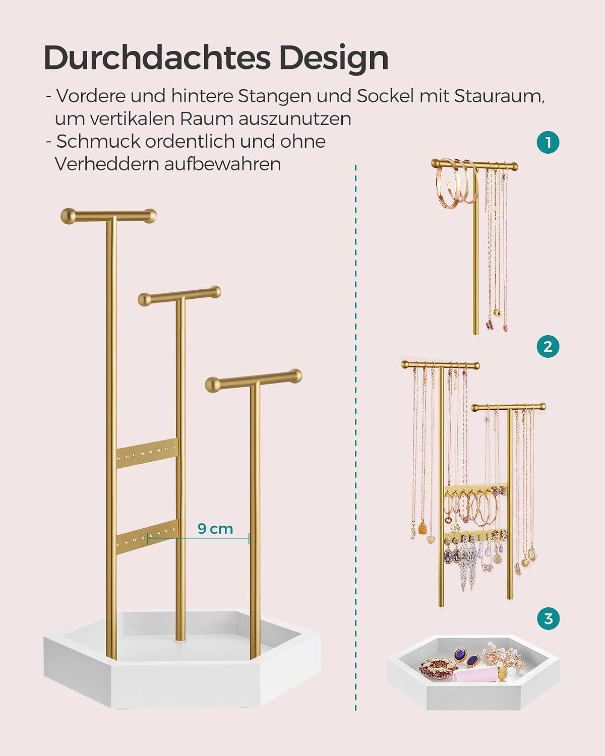 SONGMICS Ohrring-Präsentationsständer aus Metall mit 4 Abschnitten – Bild 4