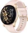 AcclaFit Smartwatch Damen Herren 1,38 Zoll HD-Display Smartwatch mit Bluetooth-Anrufen, Fitness-Tracker mit Herzfrequenz-SpO2-Schlafmonitor Schrittzähler IP68 wasserdichte Fitnessuhr für iOS Pink