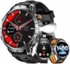 LIGE Military Smartwatch Herren (3 Armbänder) – 1000 mAh / 1,85 Zoll HD großer Touchscreen/LED-Licht, Fitnessuhr mit 110+ Sportmodi, Herz-/Schlaf-Tracking, Sportuhr für iOS/Android, Tiefschwarz