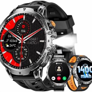 LIGE Military Smartwatch Herren (3 Armbänder) – 1000 mAh / 1,85 Zol...