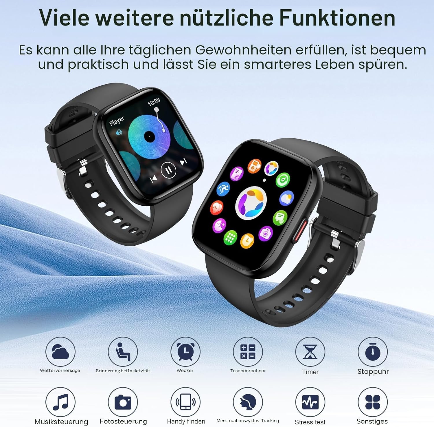 2026 Smartwatch Herren Damen 1,85 Zoll HD Touchscreen Smartwatch mit Telefonfunktion, 112+ Sportmodi Fitness-Tracker, IP68 wasserdichte Sportuhr mit Herzfrequenzmesser Schrittzähler für iOS Android – Bild 7