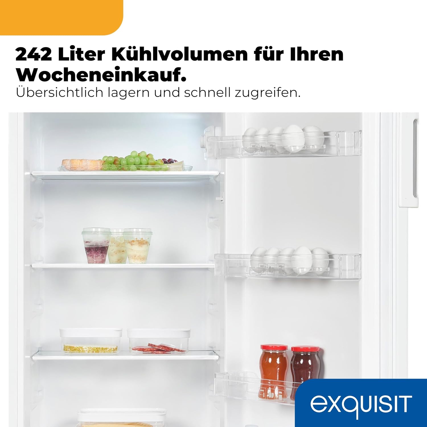 Exquisit KS5320-VH-040E Vollraumkühlschrank – 242 l Kühlschrank in Weiß – Bild 5