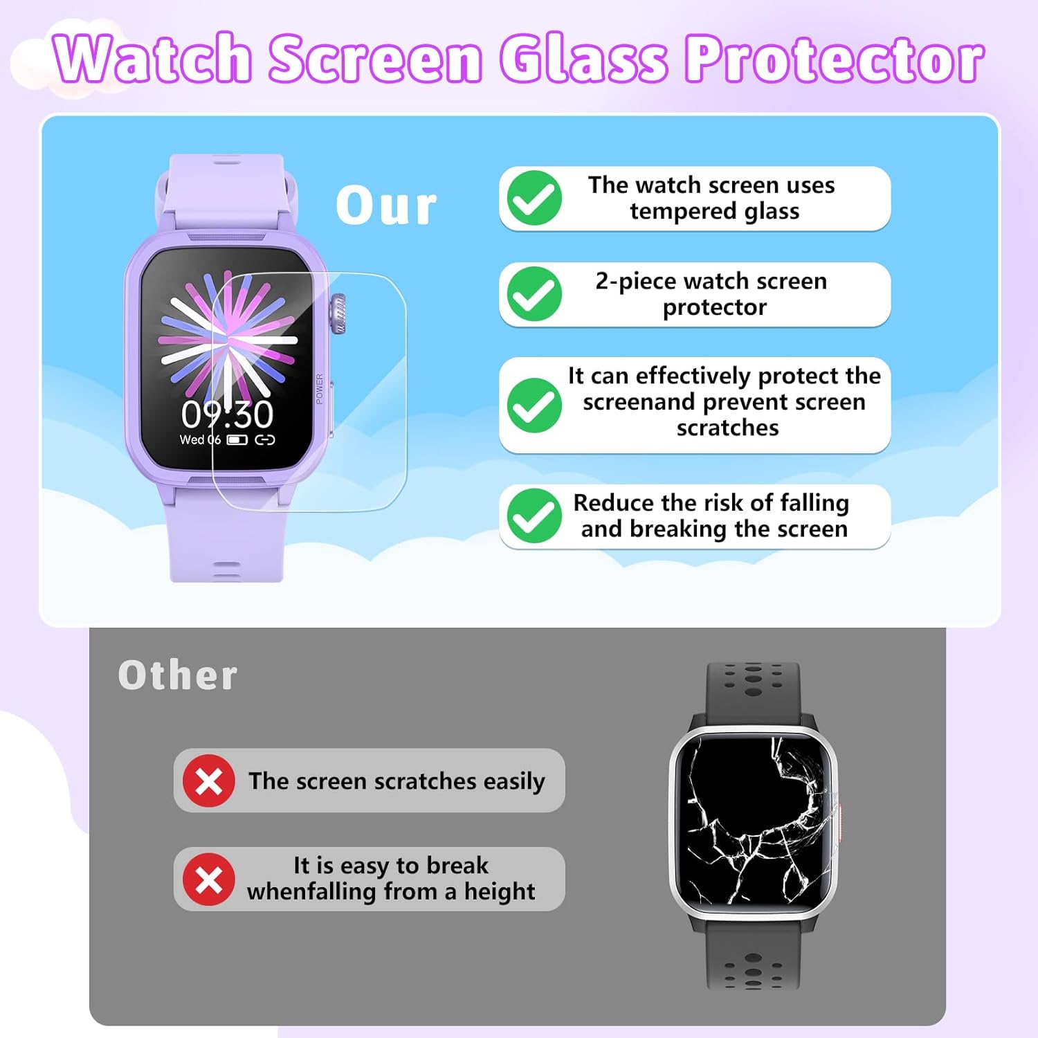 Smartwatch Kinder Fitness Tracker Uhr Digitale Fitnessuhr mit Schrittzähler, 24/7 Puls, IP68 Wasserdicht, Schlafmonitor, Wecker, Geschenk für Kinder Mädchen Jungen 6-16 (Lila) – Bild 3