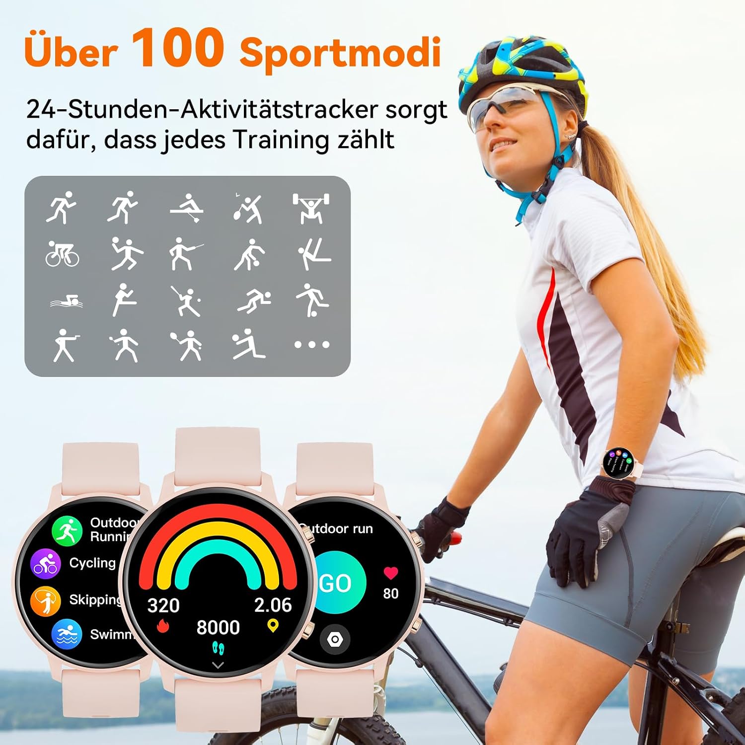 Hwagol Smartwatch Damen Herren 1,39 Zoll Touchscreen Smartwatch mit Bluetooth-Anrufen, Armbanduhr Damen Herren mit 140+ Sportmodi SpO2 Herzfrequenzmesser Schlafmonitor Schrittzähler Uhr für iOS Android – Bild 7
