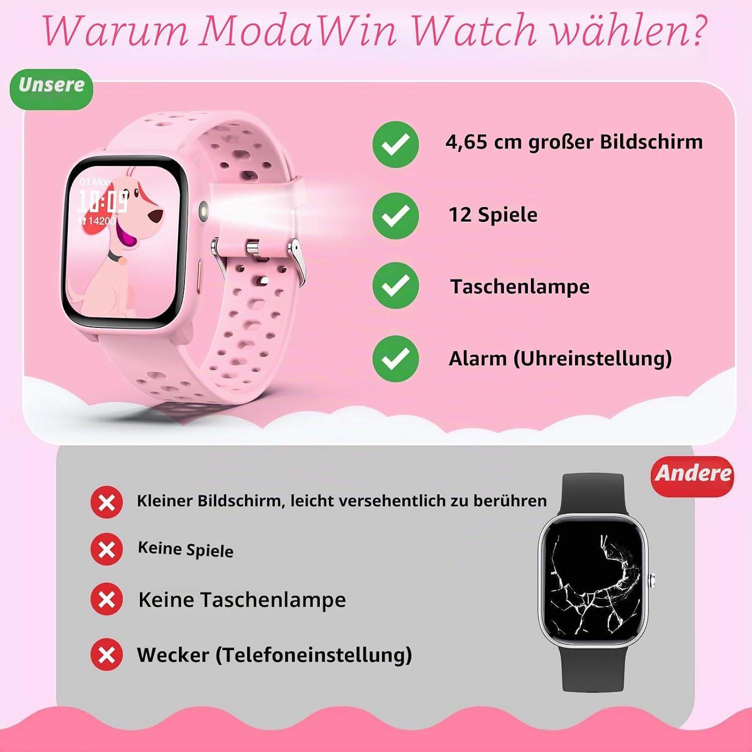 Kinder-Smartwatch für Mädchen und Jungen, IP68 wasserdichte Fitness-Aktivitäts-Tracker-Uhr, Herzfrequenz-Schlafmonitor, 100+ Sportmodi, Schrittzähler, Wecker, Kindergeschenke für Teenager ab 5 Jahren – Bild 8