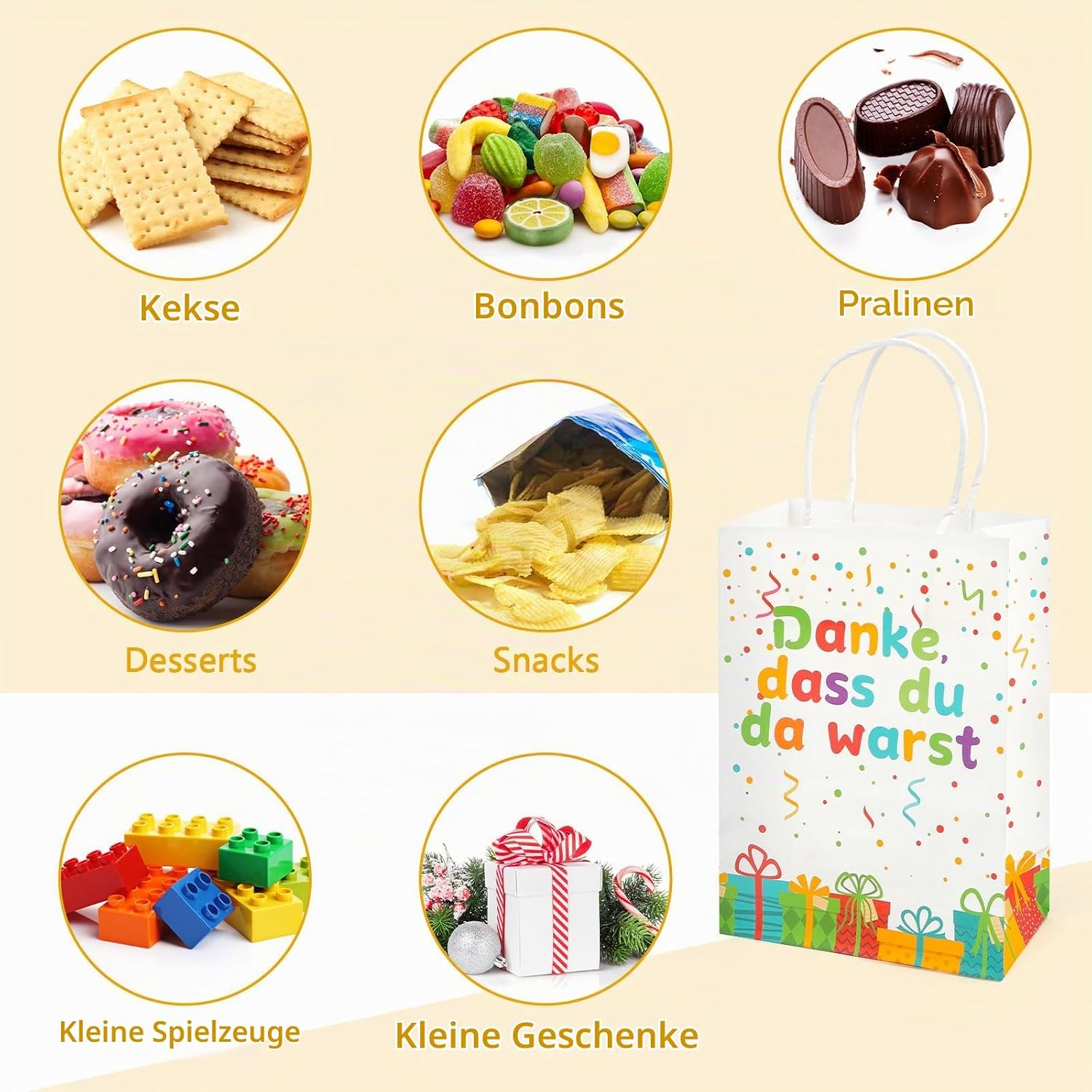 Urker Geschenktüten Kindergeburtstag, kleine Papiertüten mit Henkel, 12 Stück – Bild 7