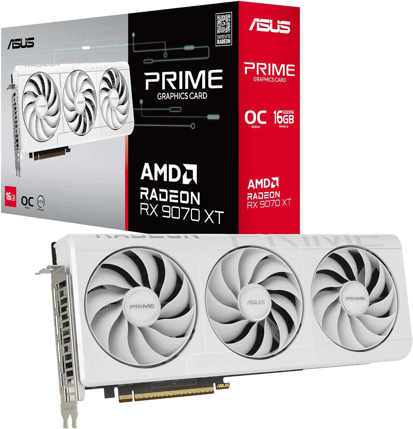ASUS Prime Radeon RX 9070 XT White OC Edition 16 GB GDDR6 Gaming-Grafikkarte