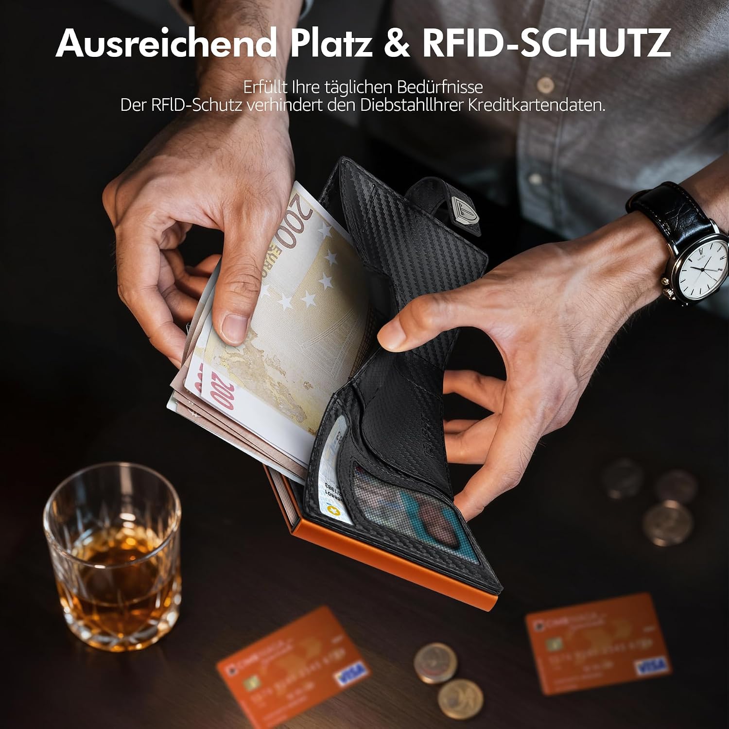 TENBST Herren-Geldbörsen-Kartenetui mit Münzfach und RFID-Auto – Bild 4