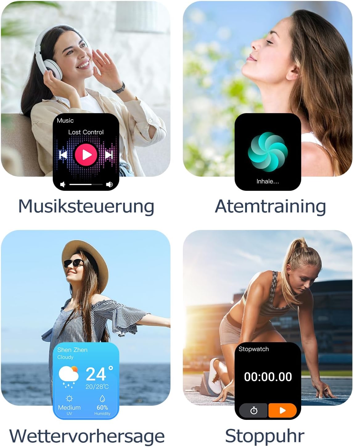 GRV Smartwatch Damen Herren mit Telefonfunktion,1.85" HD Fitnessuhr – Bild 7