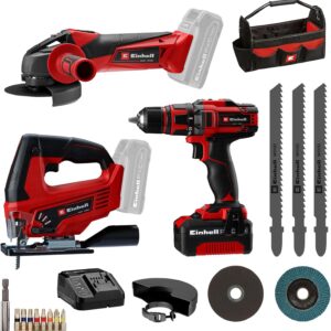 Einhell Bohrmaschine TE-CD 18/40 Li + Winkelschleifer TC-AG 18/115 + S...