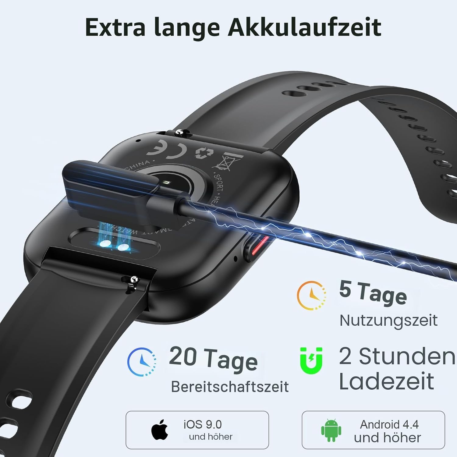 2026 Smartwatch Herren Damen 1,85 Zoll HD Touchscreen Smartwatch mit Telefonfunktion, 112+ Sportmodi Fitness-Tracker, IP68 wasserdichte Sportuhr mit Herzfrequenzmesser Schrittzähler für iOS Android – Bild 5