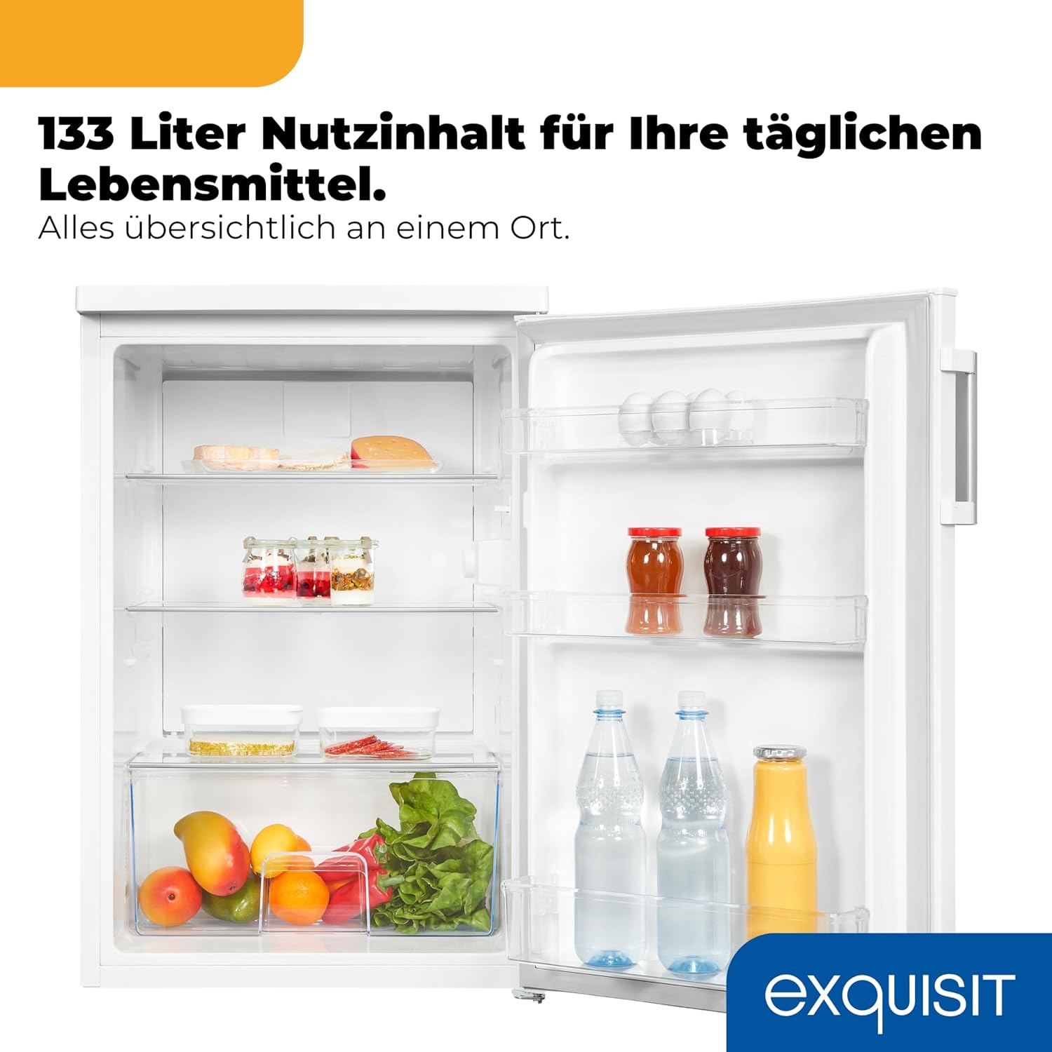 Exquisit 133 L Kühlschrank ohne Gefrierfach – Standkühlschrank in Weiß – Bild 5
