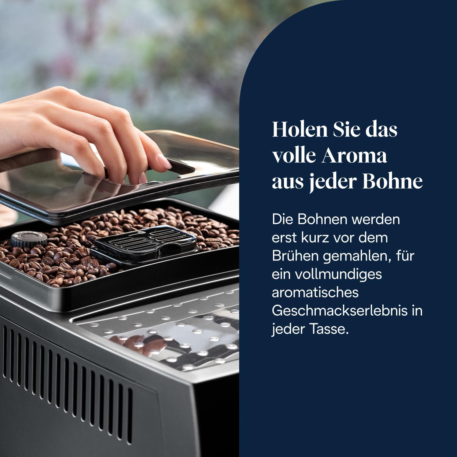 De'Longhi Magnifica S ECAM 22.110.B Kaffeevollautomat mit Milchaufschäumer für Cappuccino, mit Espresso-Direktwahltasten und Drehregler, 2-Tassen-Funktion, 1,8 Liter Wassertank, Schwarz/Silber – Bild 3