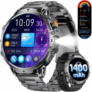 LIGE Militär-Smartwatch für Herren – 1400 mAh/1,85 Zoll HD großer...