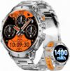 LIGE Military Smartwatch Herren – 1000 mAh/1,85 Zoll HD großer Touchscreen/LED-Licht, Fitnessuhr mit 110+ Sportmodi, Herz-/Schlaf-Tracking, 2 Armbänder, IP68 wasserdicht, Sportuhr für iOS