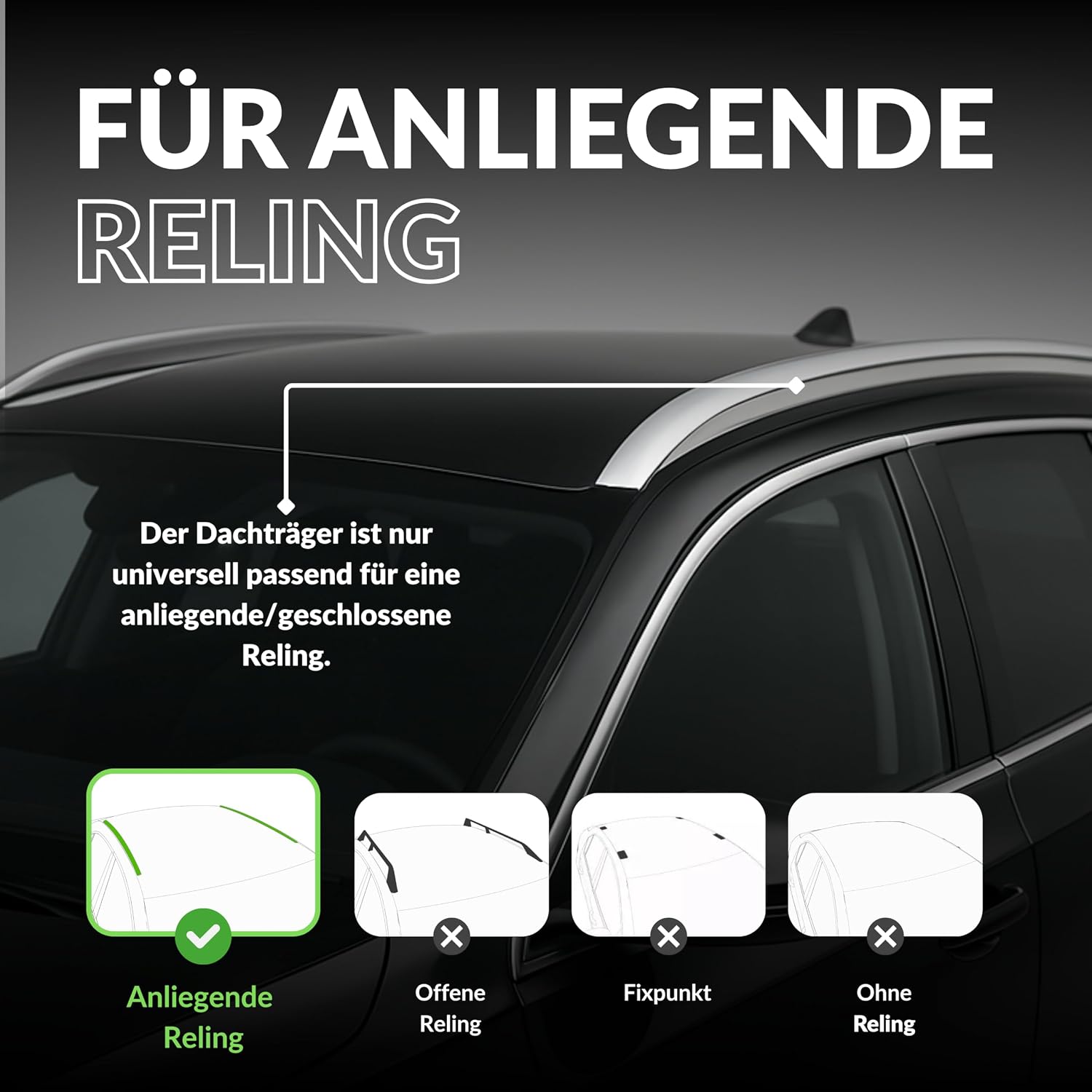 Owen 3.0 Autodachträger für geschlossenes Geländer 120 cm Silber – Bild 2